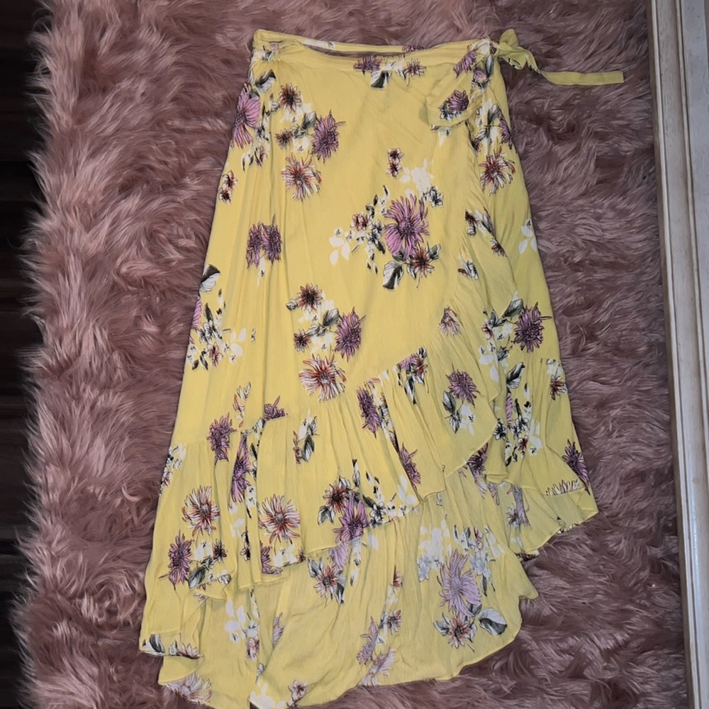 Wrap Around Floral Midi Skirt